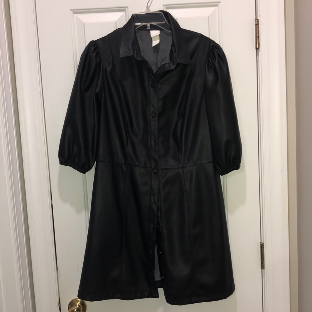 H&M black faux leather dress.